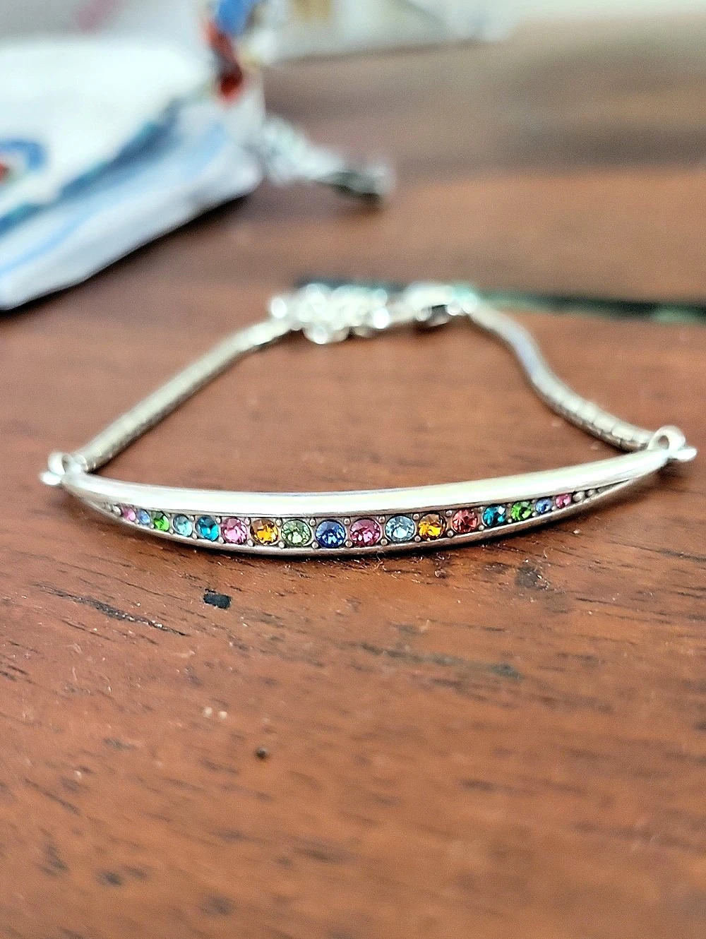 Brighton St. Michel Bar Bracelet Multicolor Crystal Silver-Tone Bracelet Like